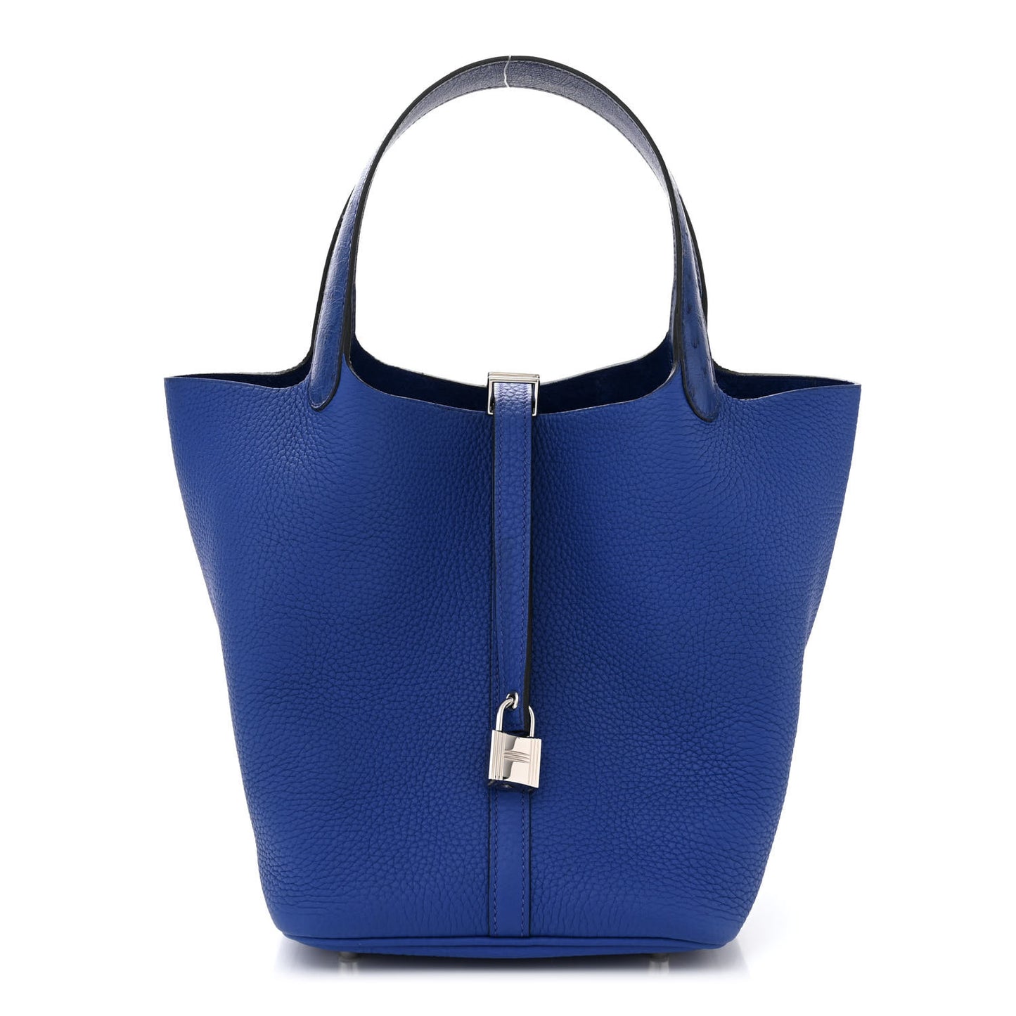 Taurillon Clemence Ostrich Touch Picotin Lock 22 Bleu Electrique