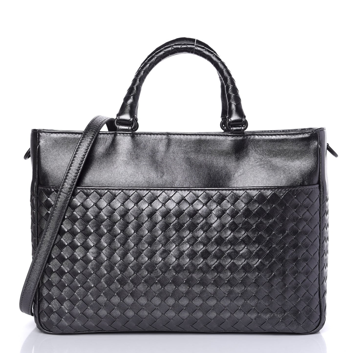 Metallic Grosgrain Intrecciato Tote Argento Ossidato
