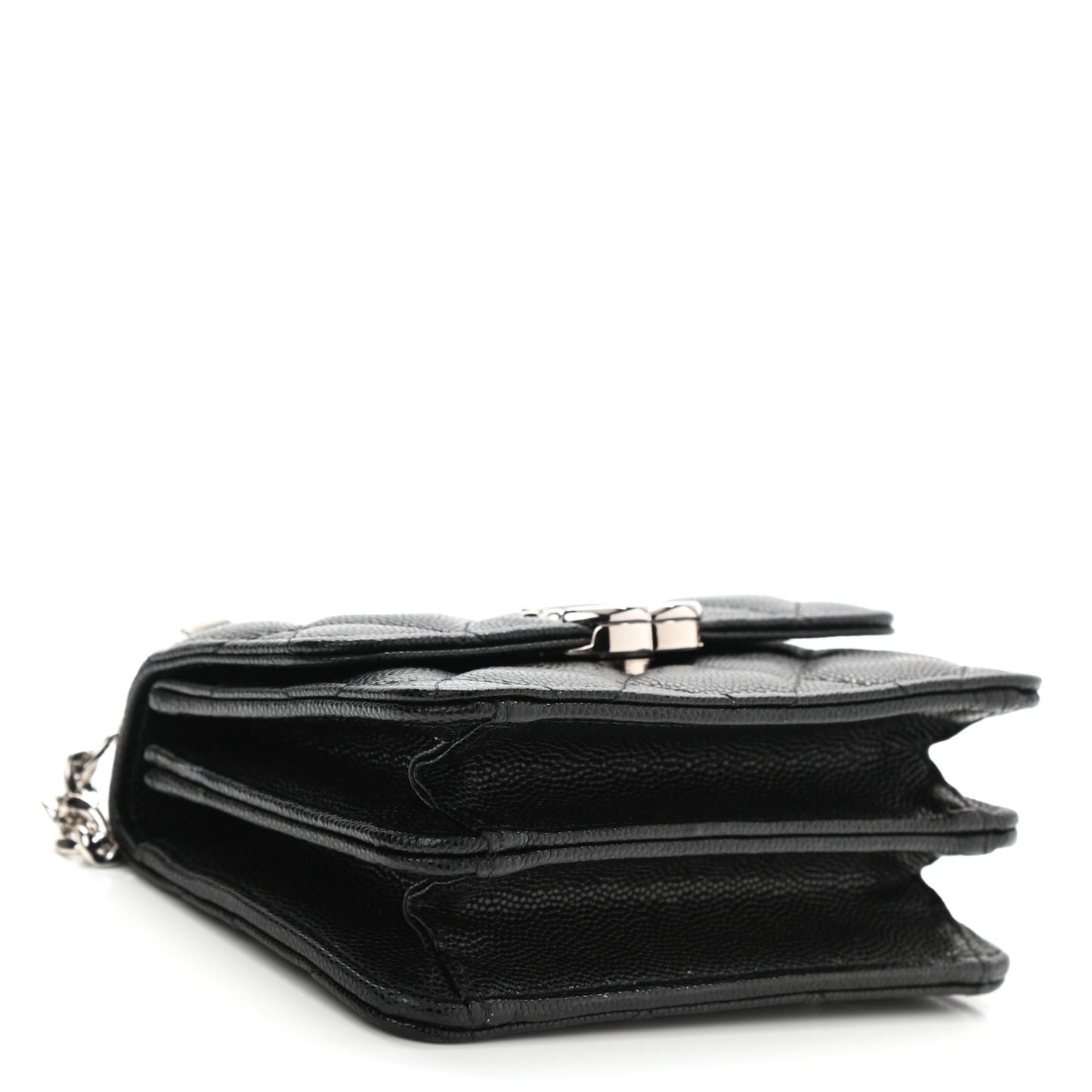 Caviar Quilted Pick Me Up Clutch With Chain Black