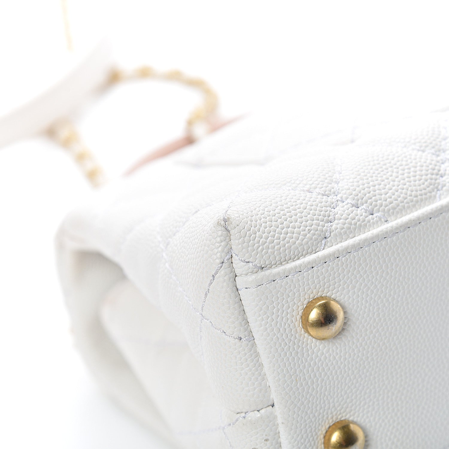 Chanel Caviar Lizard Quilted Mini Coco Handle Flap White 11 of 15