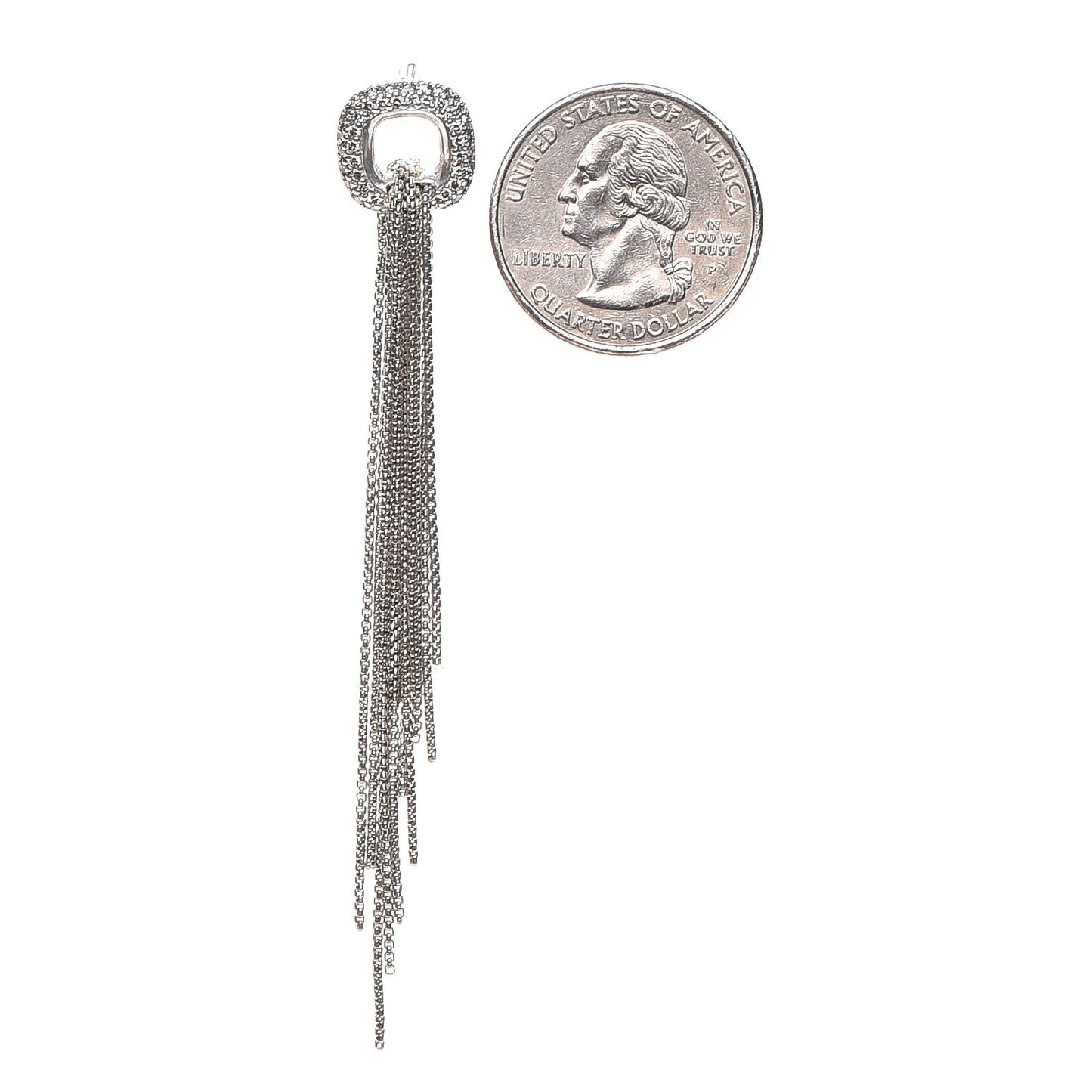 Sterling Silver Pave Diamond Waterfall Drop Earrings