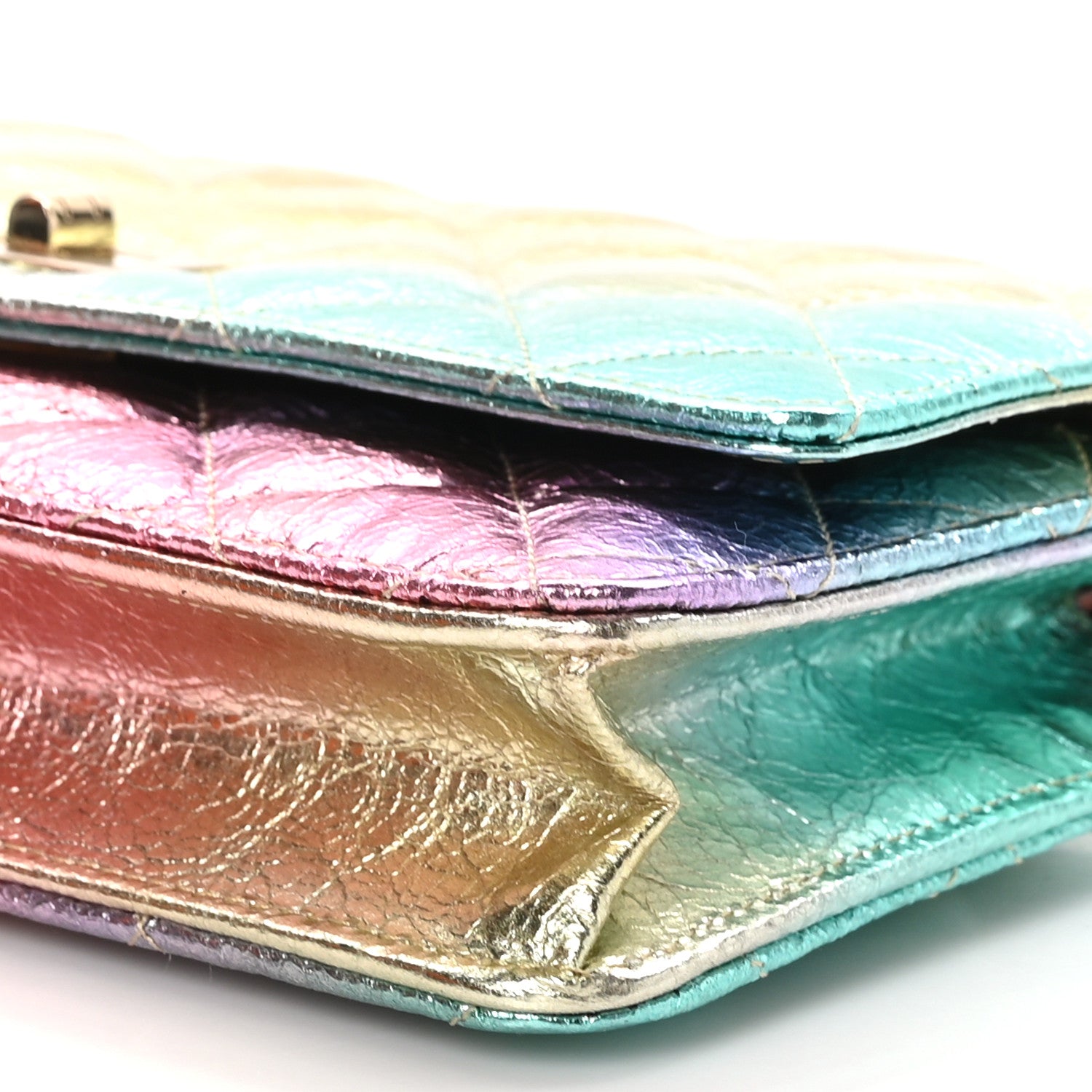 Chanel Metallic Goatskin Quilted 2.55 Reissue Wallet on Chain WOC Multicolor 11 of 12