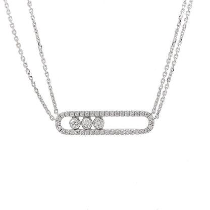 Messika 18K White Gold Diamond Move Double Chain Pave Necklace 9 of 10