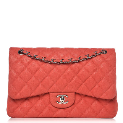 Chanel Iridescent Caviar Quilted Jumbo Double Flap Coral 1 of 15
