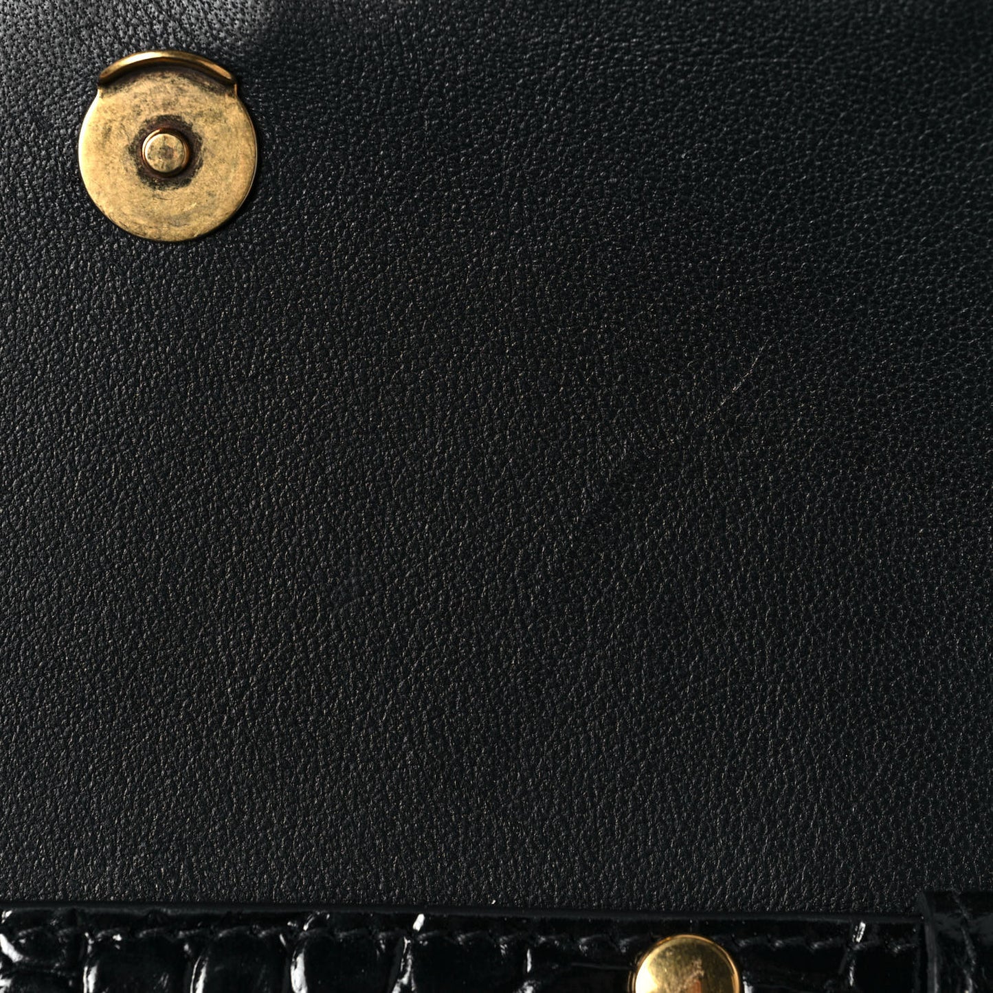 Shiny Calfskin Crocodile Embossed Hourglass Chain Bag Black