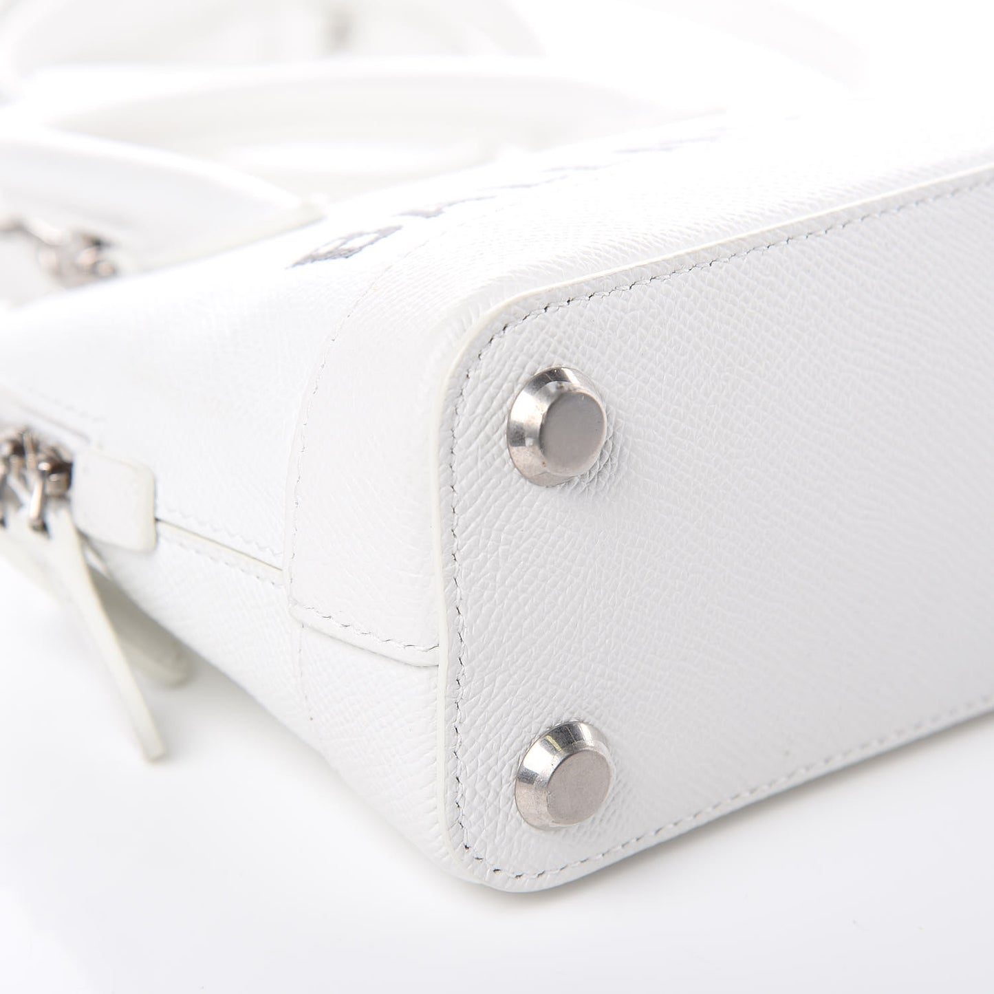 Grained Calfskin XXS Ville Top Handle Bag White Black