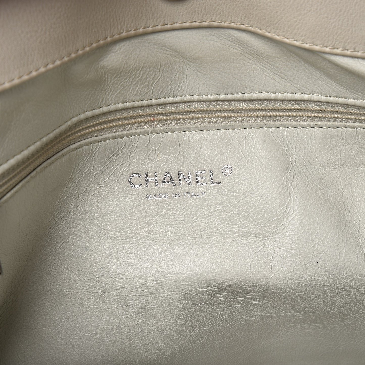 Calfskin Large East West Modern Chain Tote White