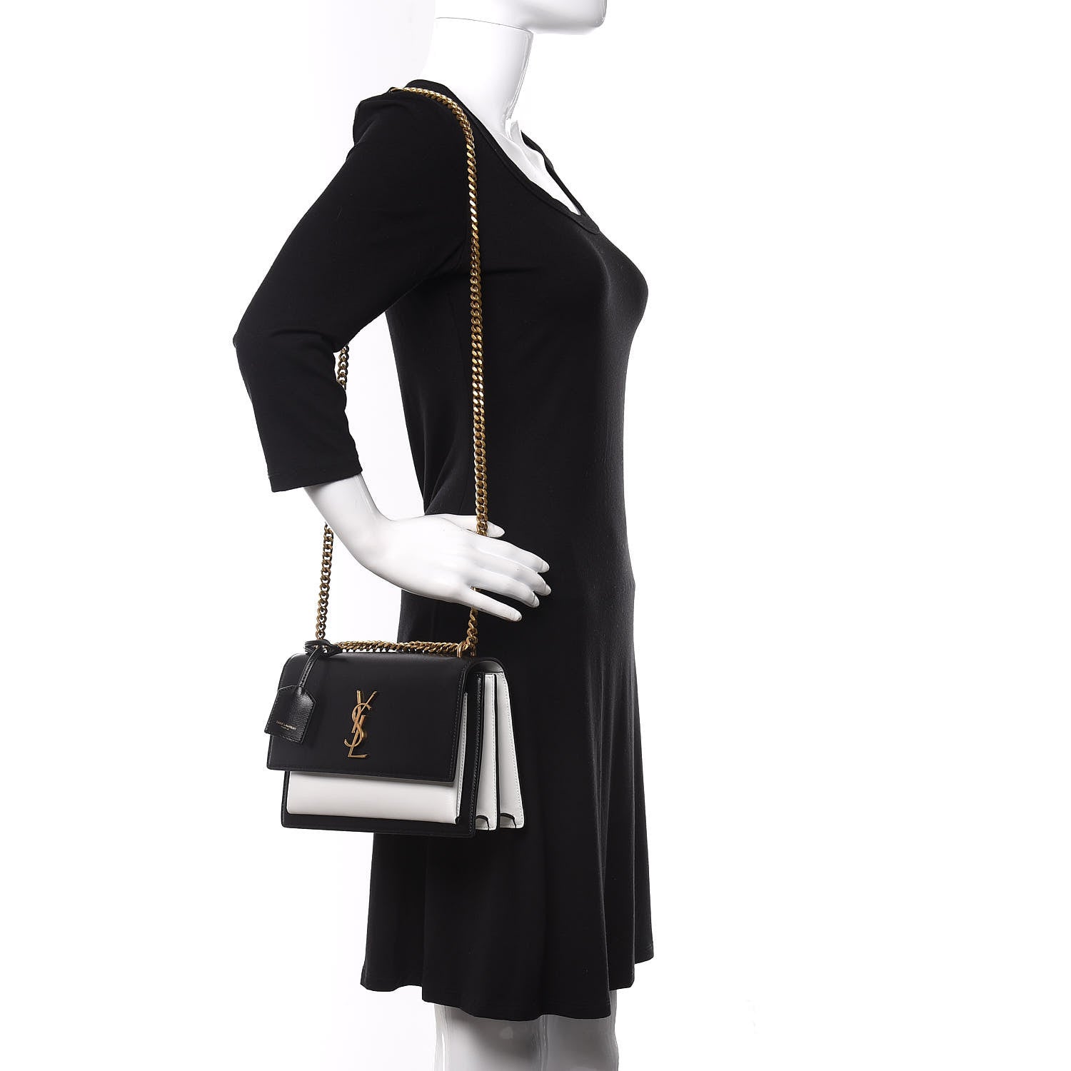 Saint Laurent Calfskin Bi-Color Medium Monogram Sunset Black Pearl White 2 of 11