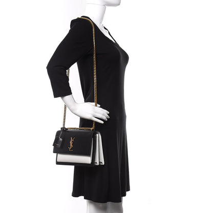 Saint Laurent Calfskin Bi-Color Medium Monogram Sunset Black Pearl White 2 of 11