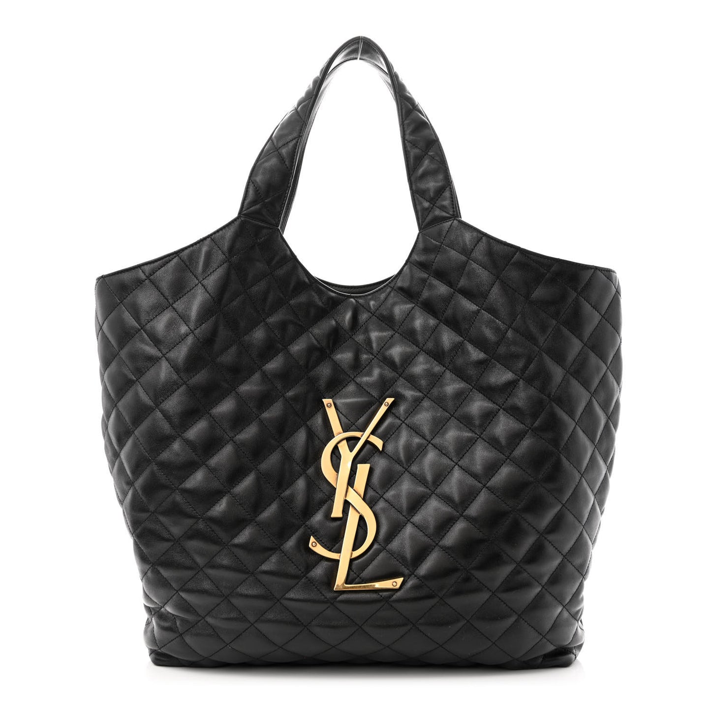 Lambskin Quilted Maxi Icare Shopping Tote Black