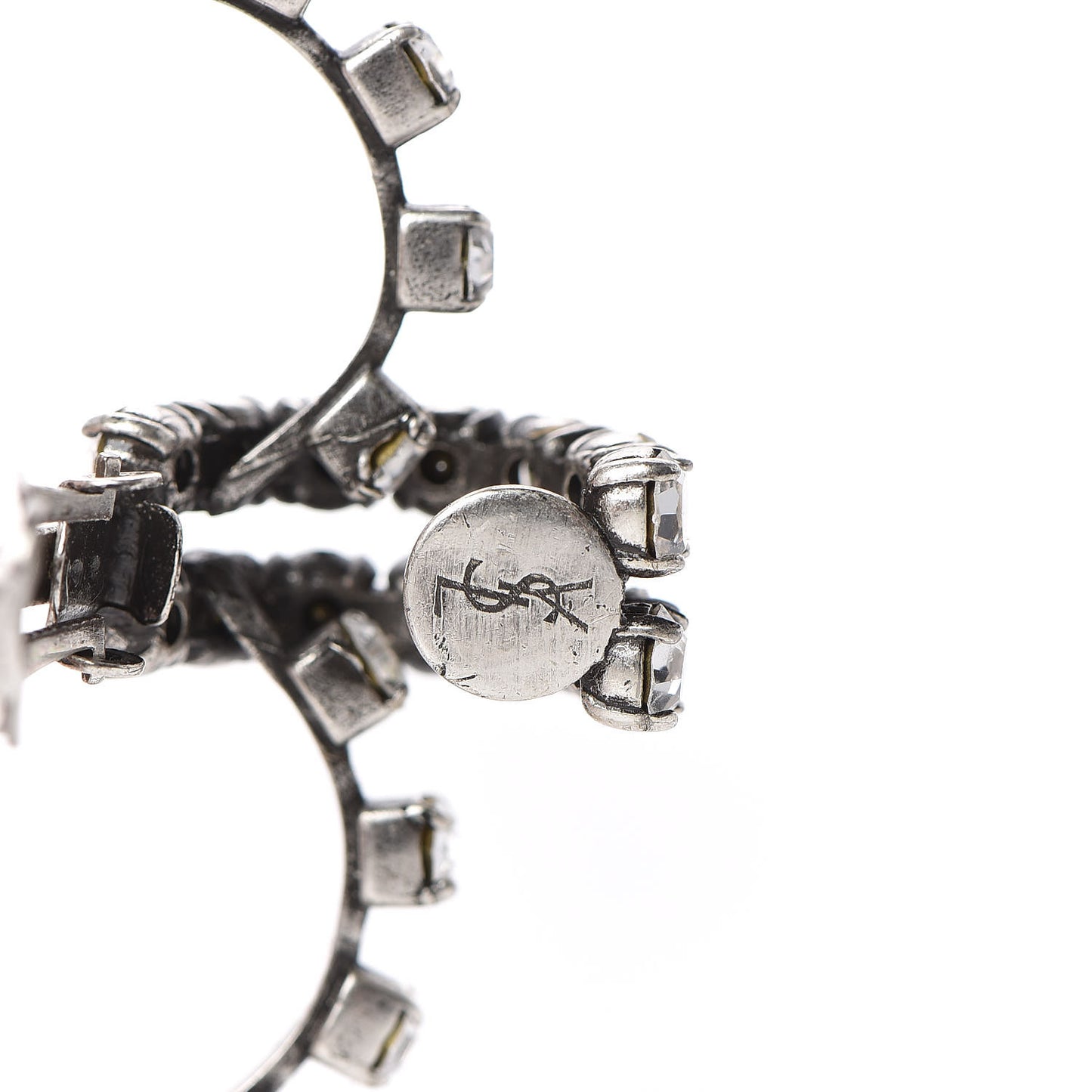 Brass Crystals Smoking Love Clip On Earrings Oxidized Silver