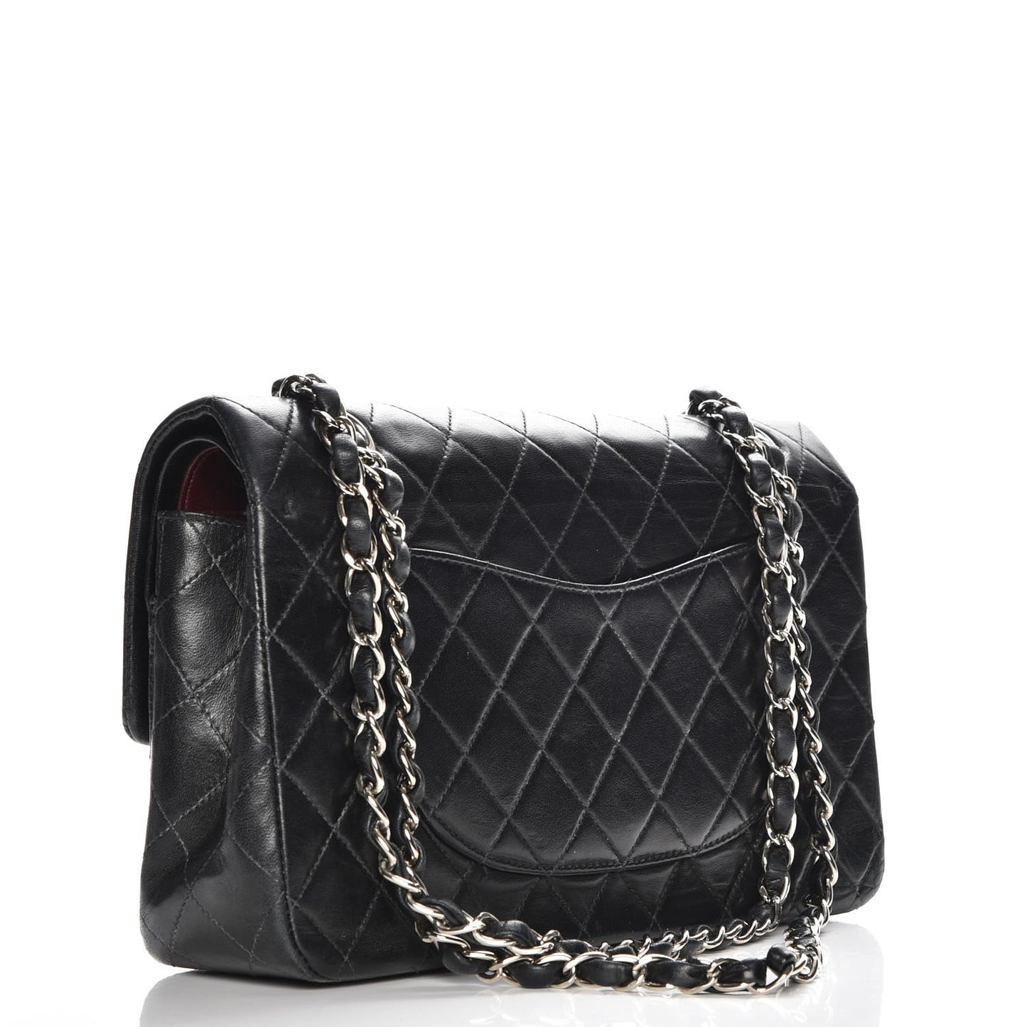 Lambskin Quilted Medium Double Flap Black