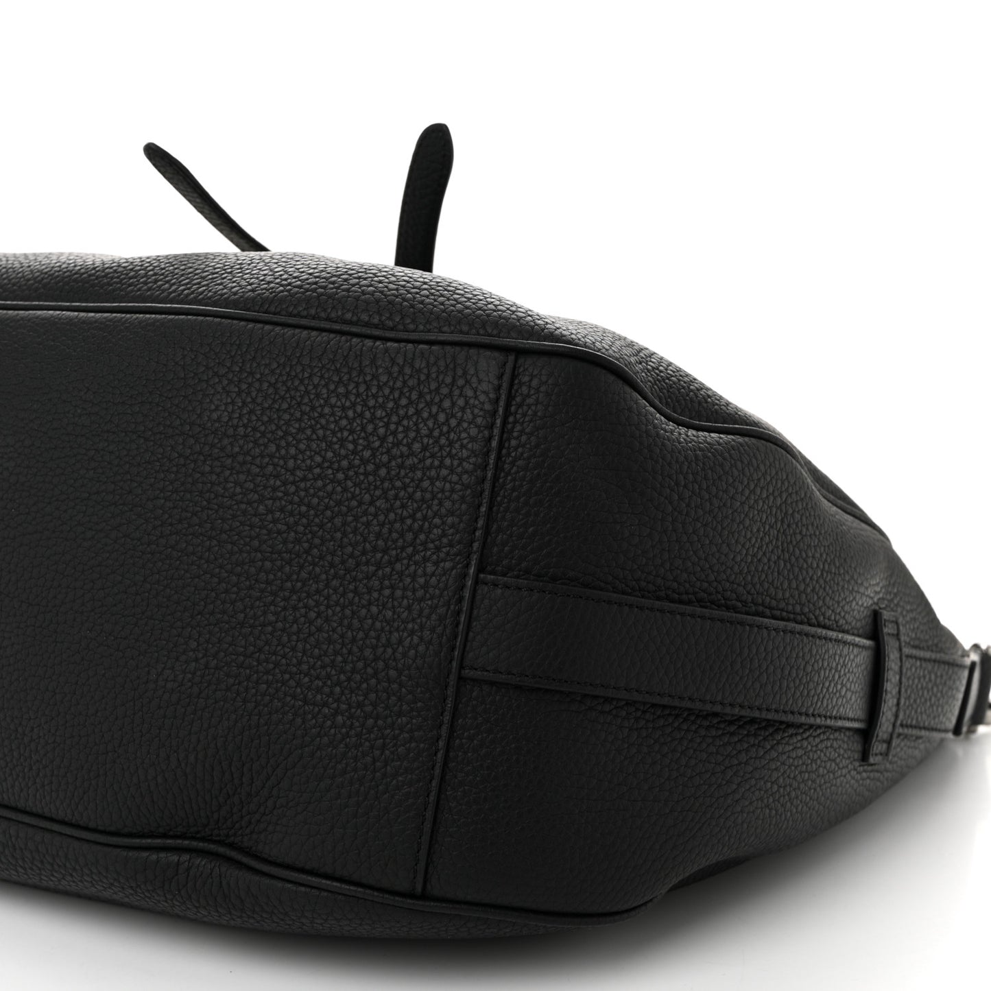 Grained Calfskin Saddle Soft Bag Black
