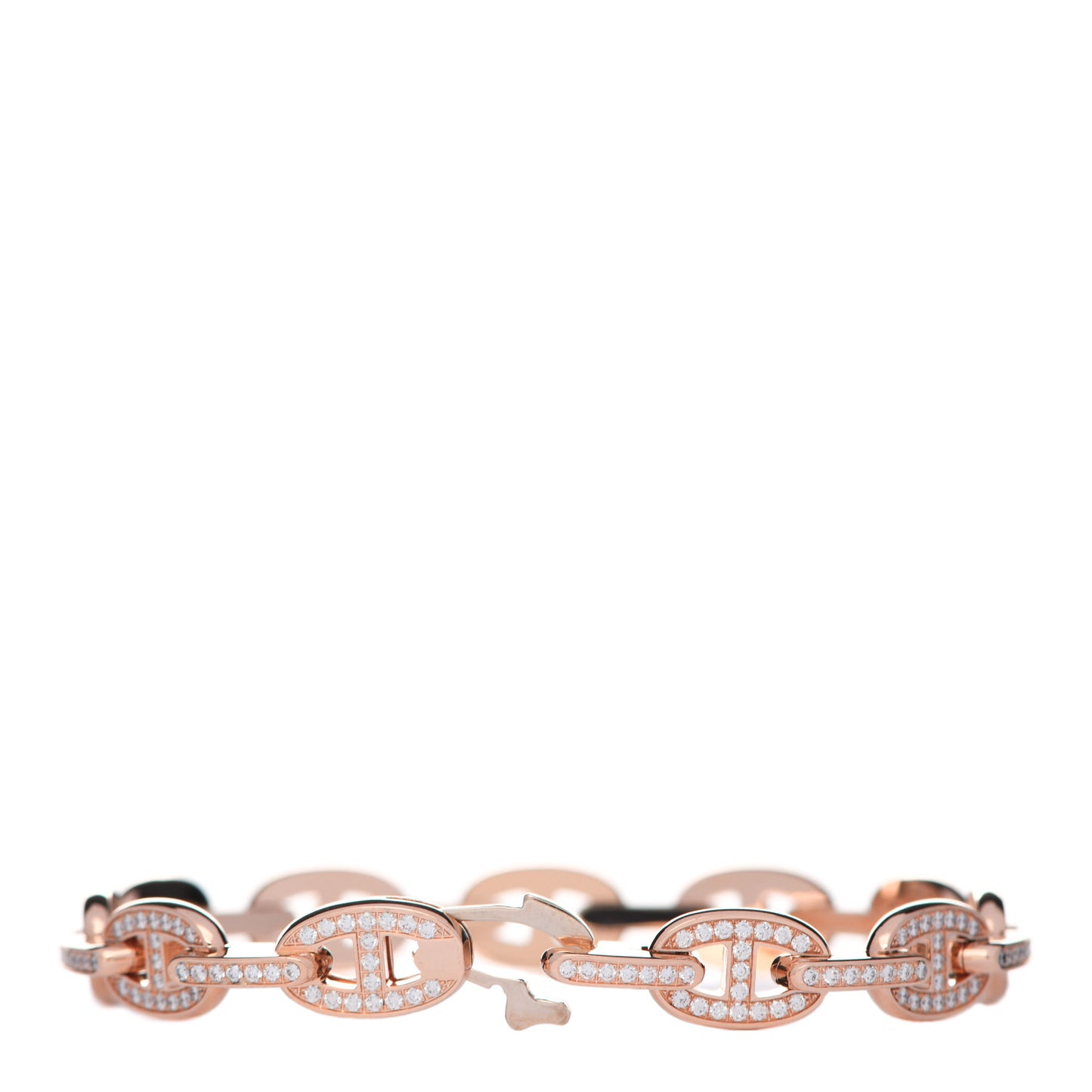 18K Rose Gold Diamond PM Chaine d'Ancre Enchainee Bracelet SH