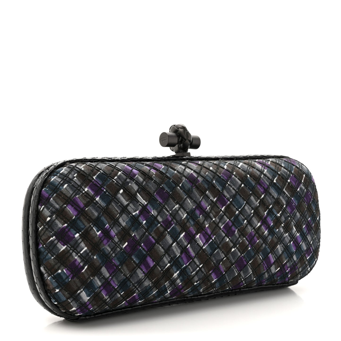 Satin Intreccio Impero Ayers Stretch Knot Clutch Purple Black Multicolor