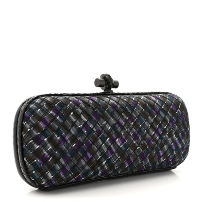Bottega Veneta Satin Intreccio Impero Ayers Stretch Knot Clutch Purple Black Multicolor 3 of 11