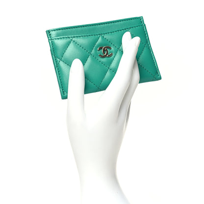 Chanel Lambskin Quilted Card Holder Green 2 of 10