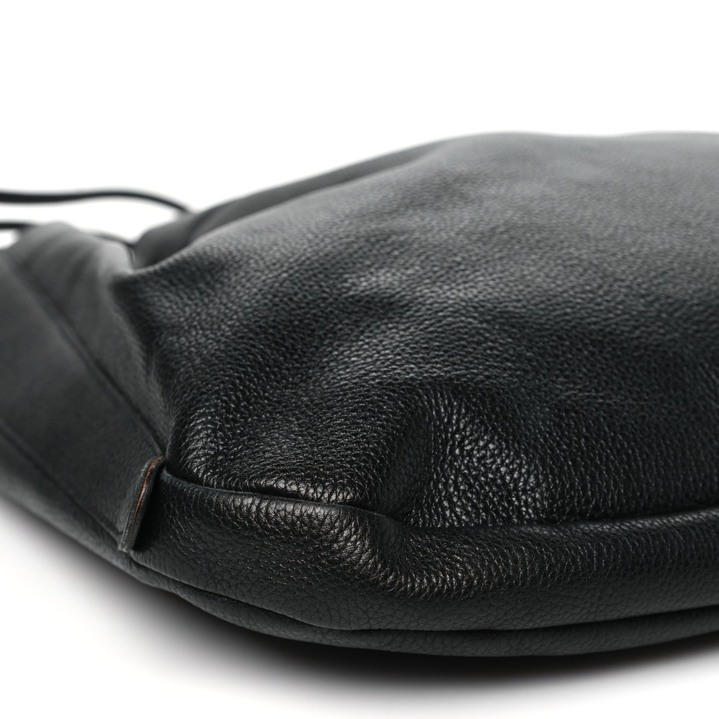 Grained Calfskin Deux De Delvaux Bucket Bag Black