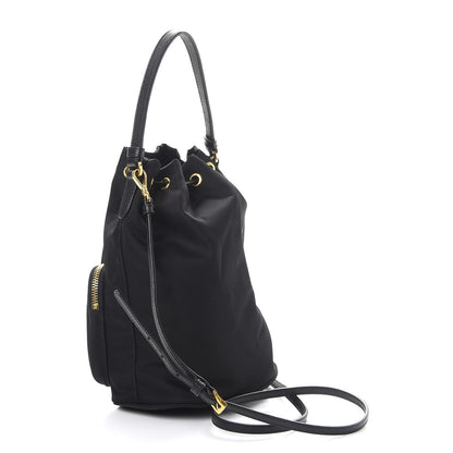 Prada Saffiano Tessuto Nylon Mini Bucket Crossbody Bag Black 4 of 9