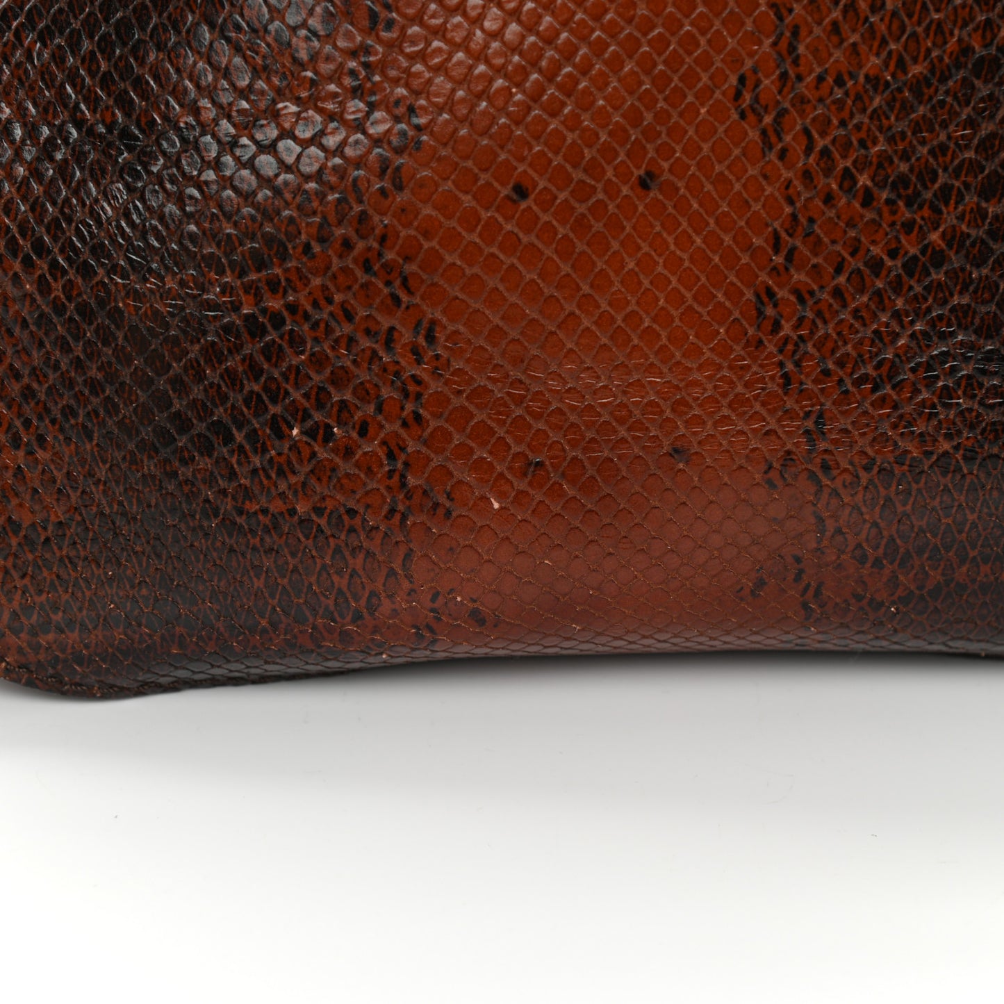 Calfskin Watersnake Embossed Medium Marcie Satchel Sepia Brown