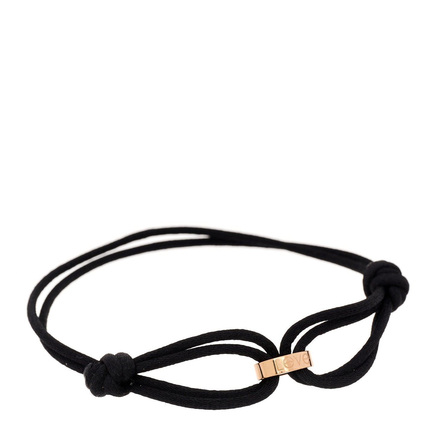 18K Pink Gold Charity LOVE Adjustable Cord Bracelet Black