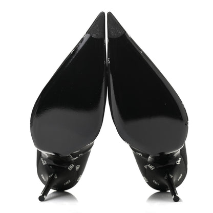 Balenciaga Crepe Satin BB Allover Logo Knife 100mm Pumps 40 Black 5 of 10