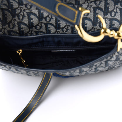 Christian Dior Monogram Double Saddle Bag Navy Blue 5 of 12