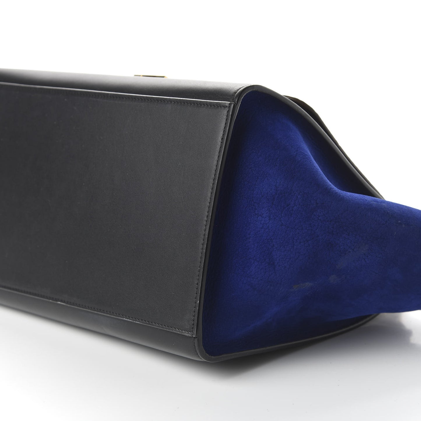 Drummed Calfskin Suede Medium Tri-color Trapeze Indigo
