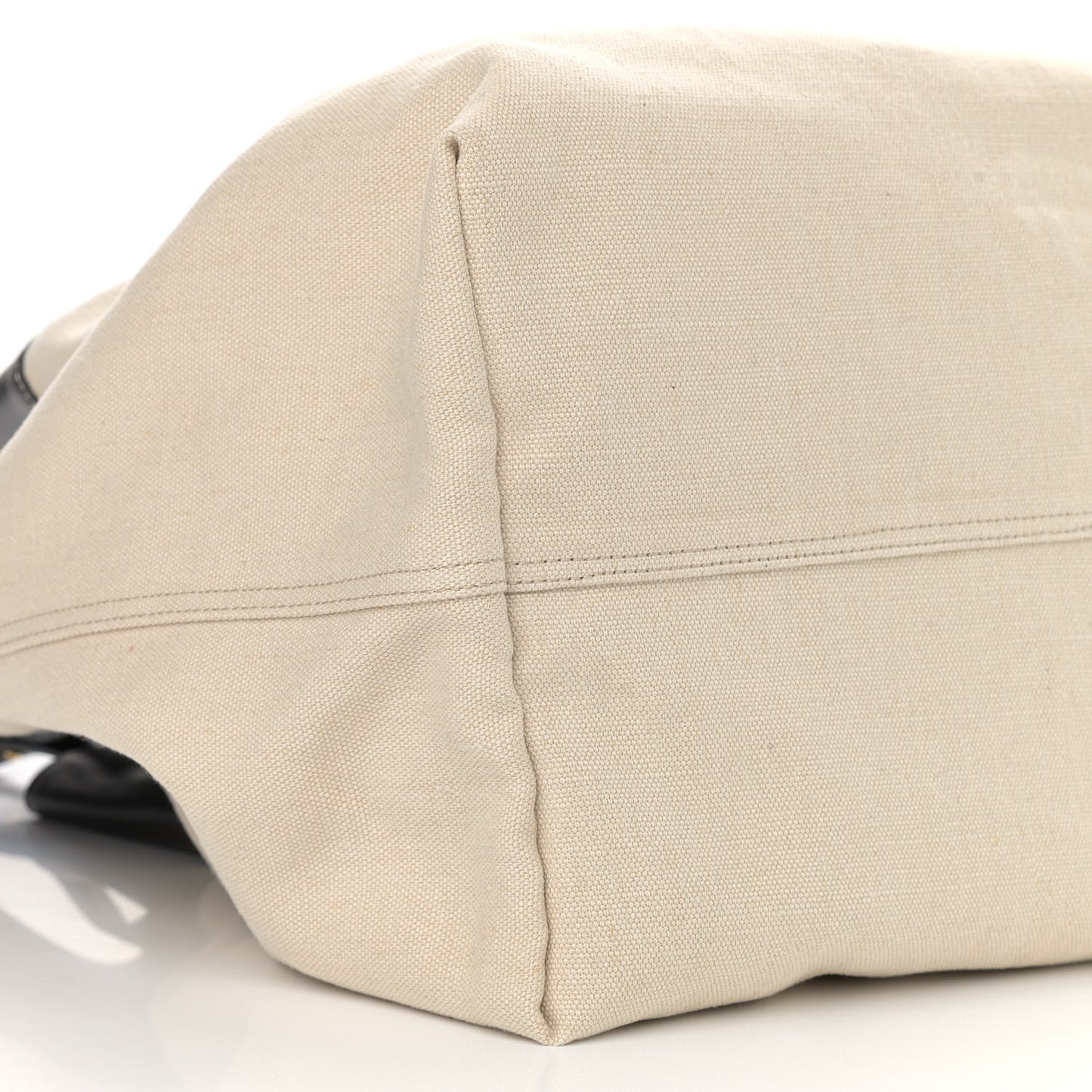 Natural Linen Matte Calfskin Quad Tote Black