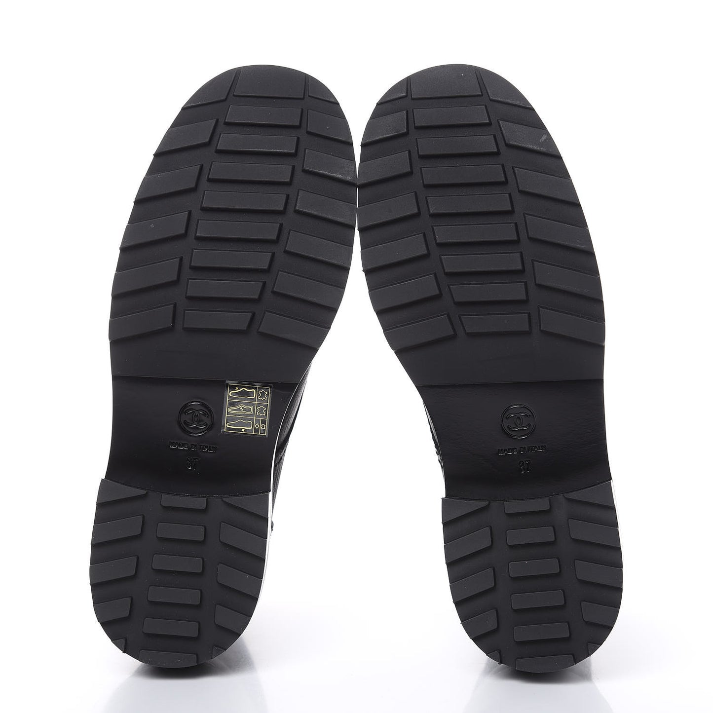 Calfskin Pearl Combat Ankle Boots 37 Black
