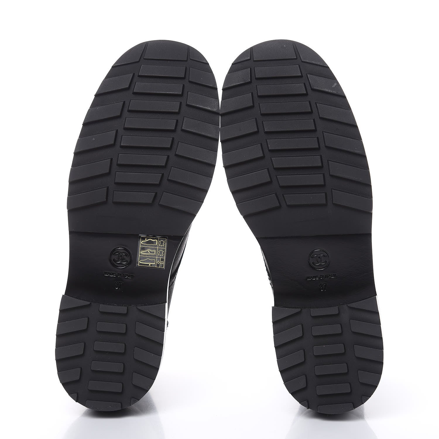 Chanel Calfskin Pearl Combat Ankle Boots 37 Black 5 of 8