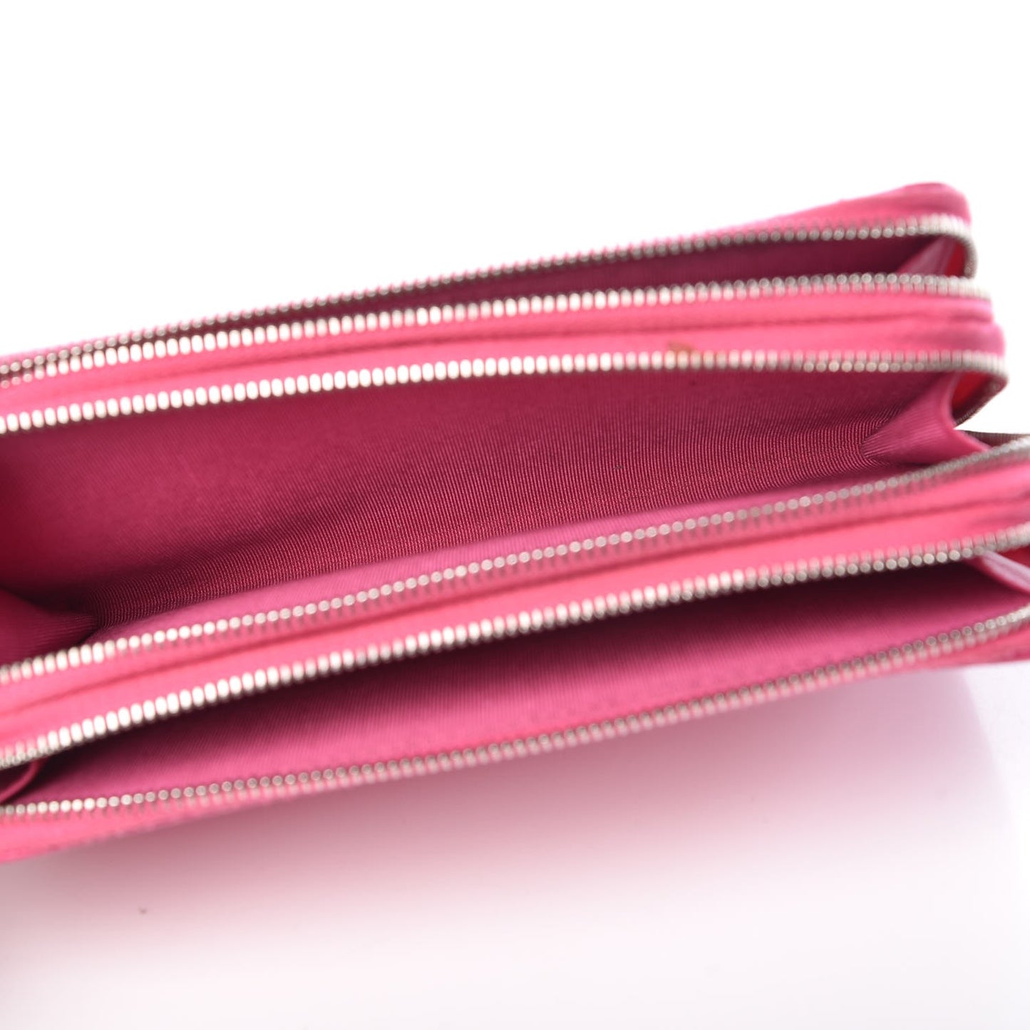 Caviar Quilted Triple Zipper Wallet Pink