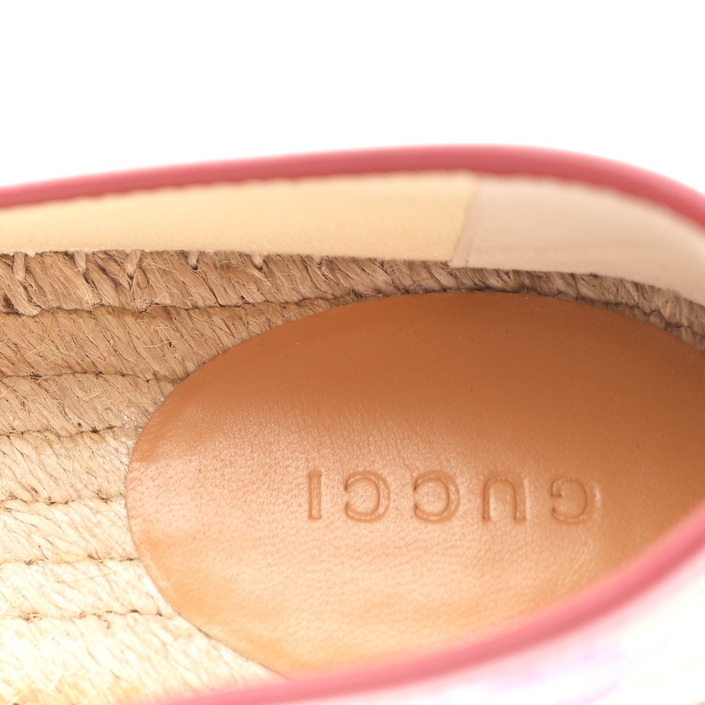 GG Supreme Monogram Tian Womens Espadrilles 36.5 Beige Ebony Multicolor Rosso