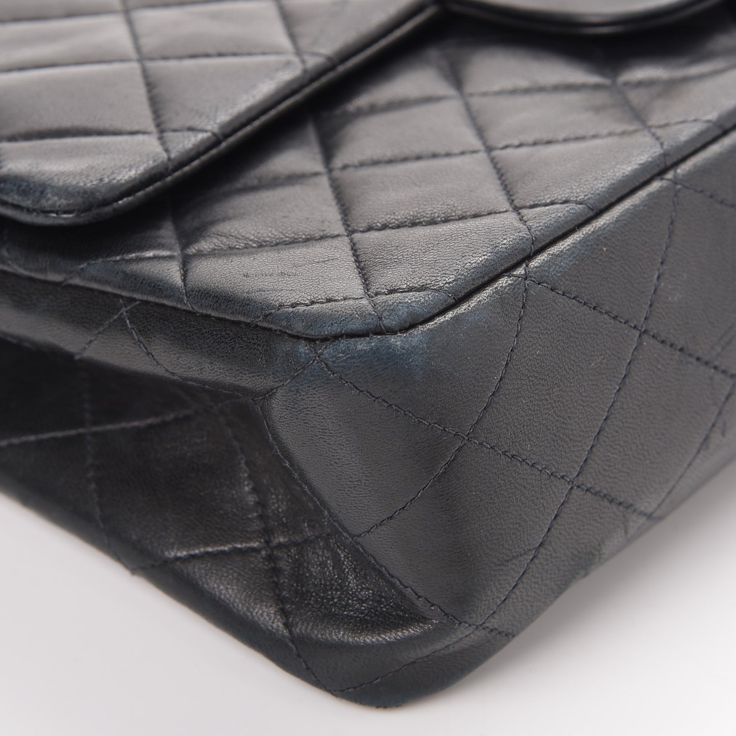 Lambskin Quilted Medium Double Flap Black