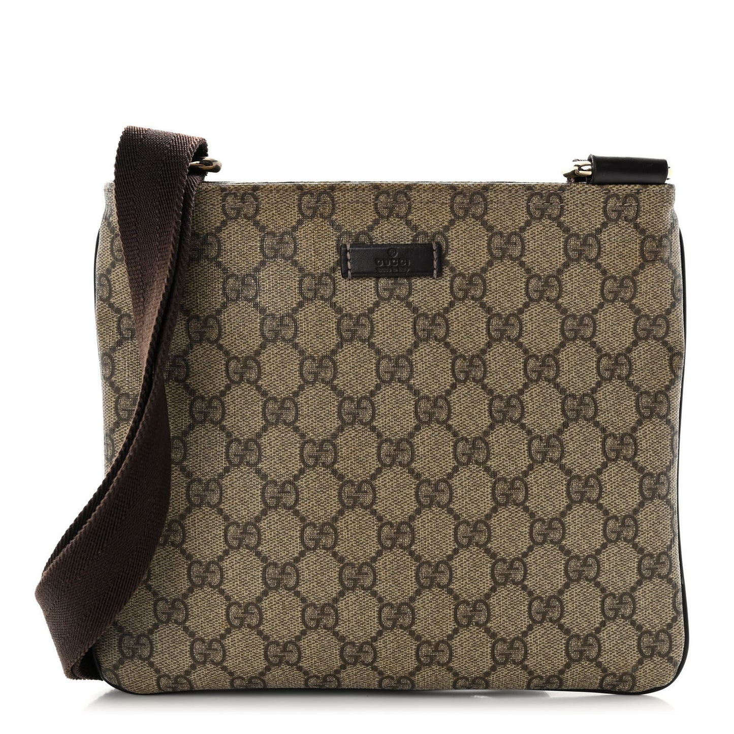 GG Supreme Monogram Small Flat Messenger Bag Dark Brown