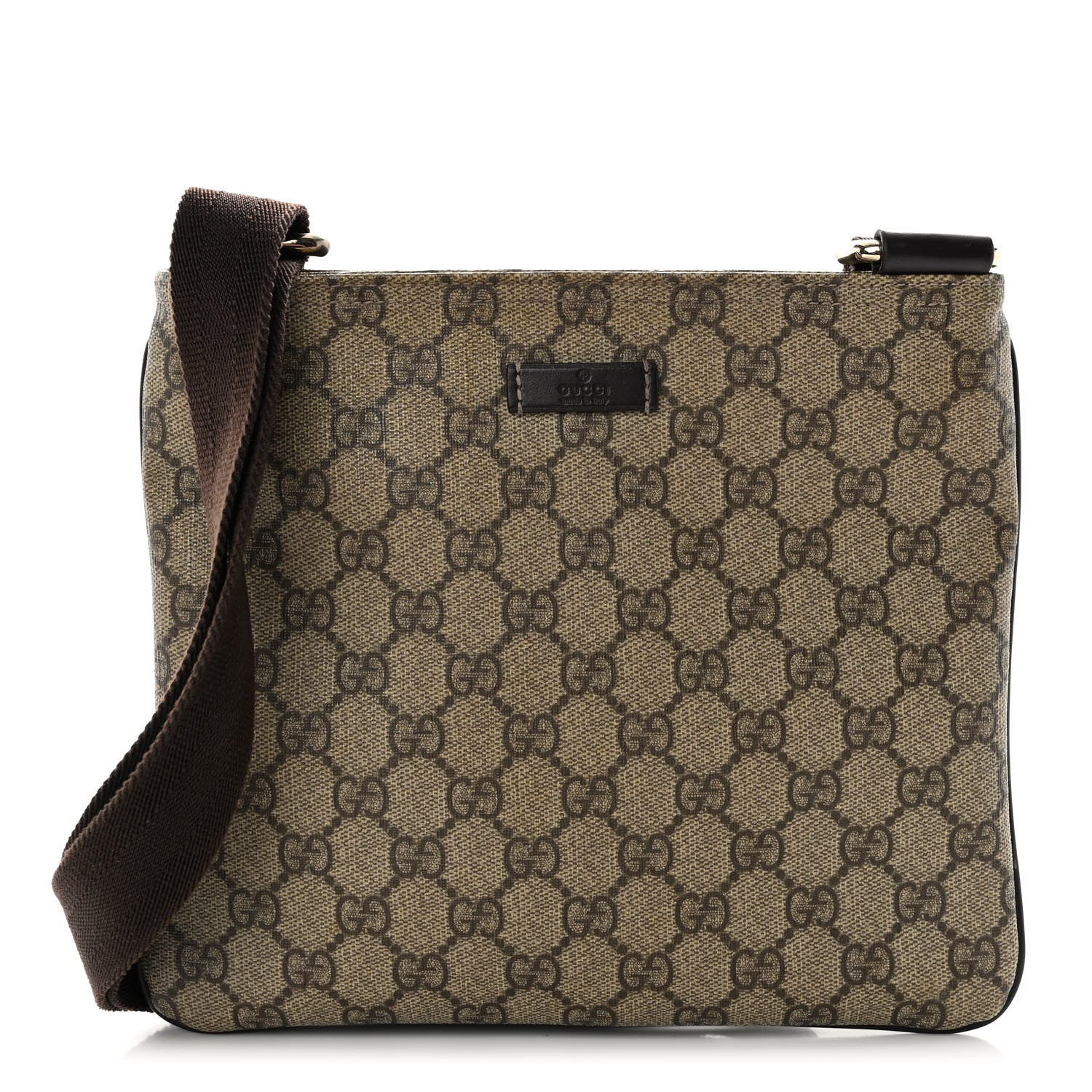 Gucci GG Supreme Monogram Small Flat Messenger Bag Dark Brown 1 of 10