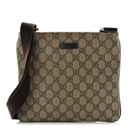 Gucci GG Supreme Monogram Small Flat Messenger Bag Dark Brown 1 of 10