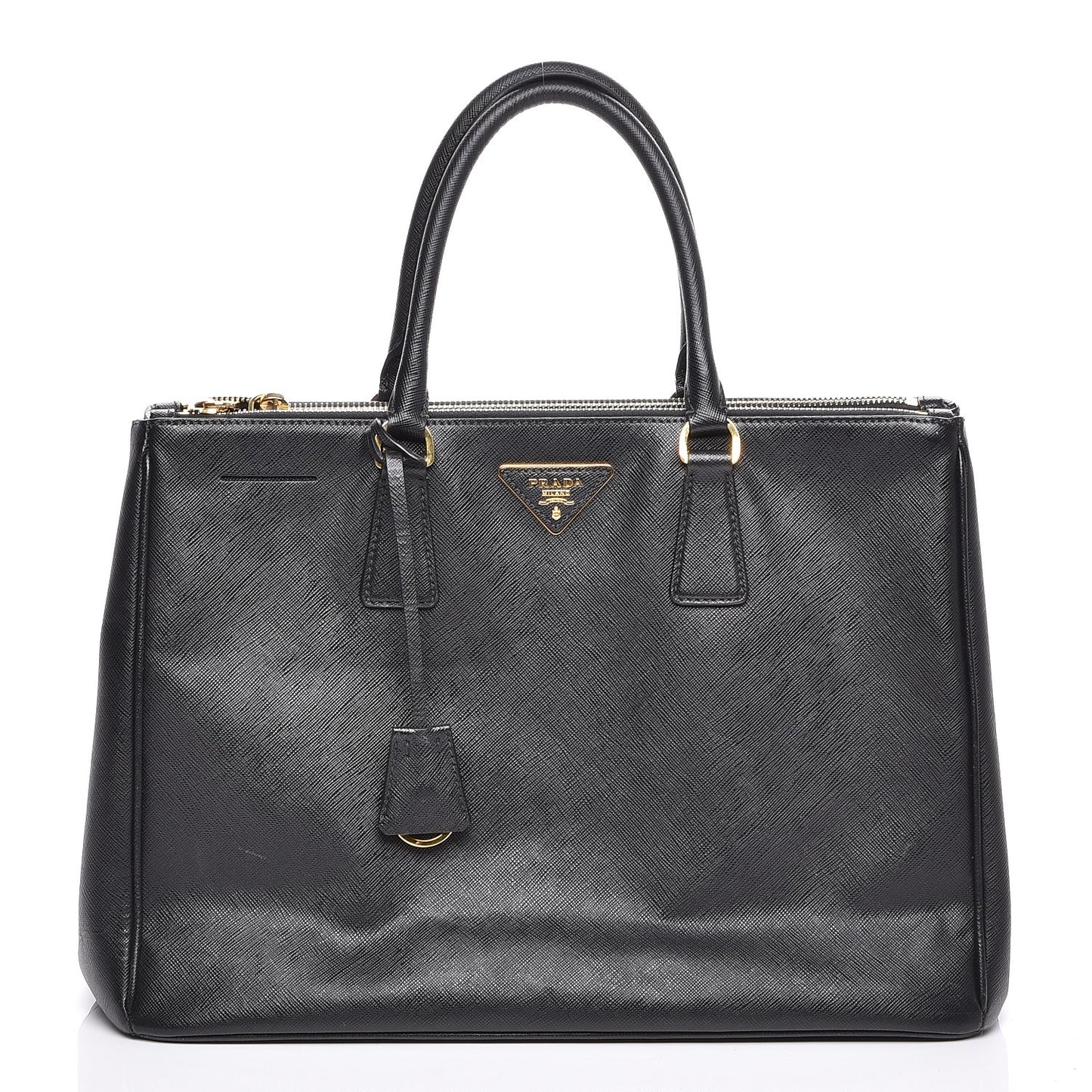 Saffiano Lux Large Double Zip Tote Nero Black