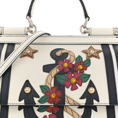 Dolce & Gabbana DOLCE GABBANA Dauphine Small Miss Sicily Anchor Satchel White Blue 7 of 13