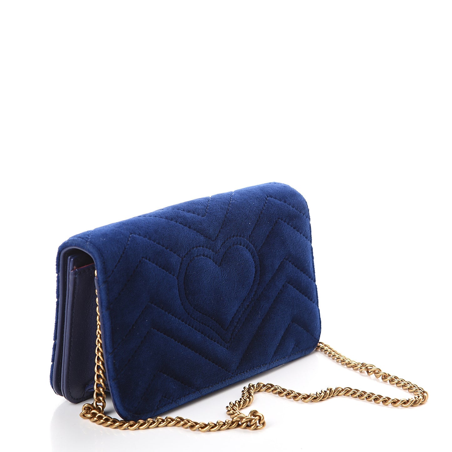 Velvet Matelasse GG Marmont Mini Bag Cobalt Blue
