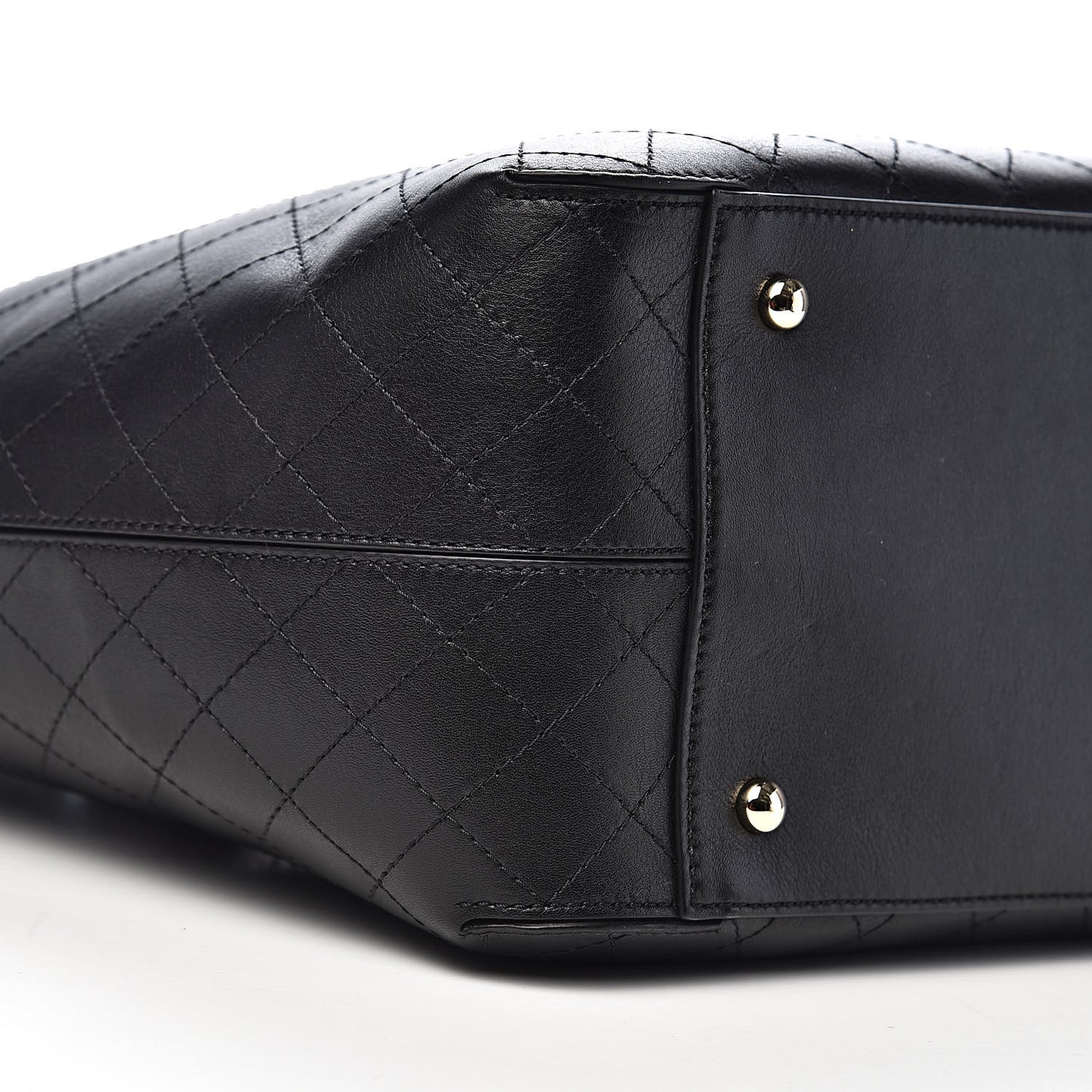 Calfskin Stitched Shopping Tote Black