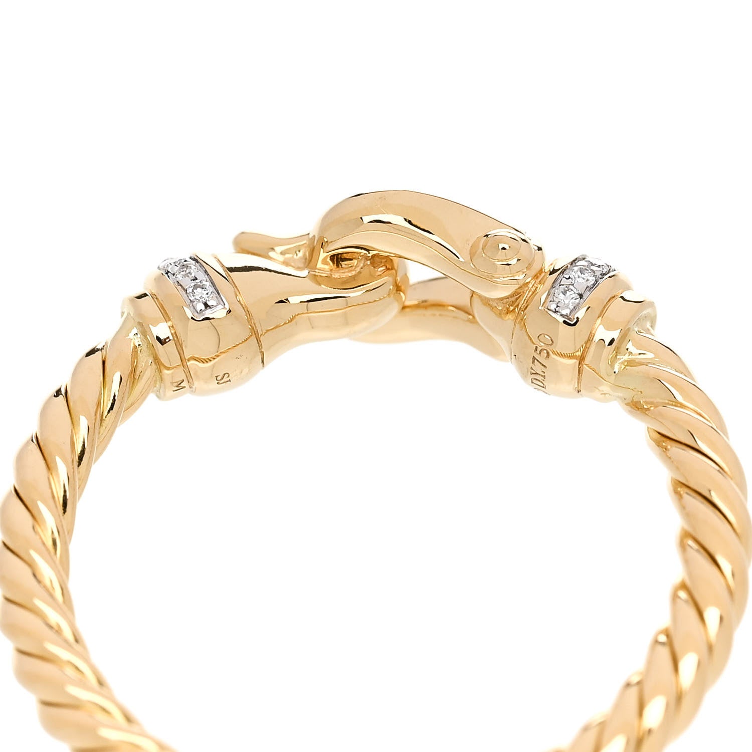 David Yurman 18K Yellow Gold Diamond Petite Buckle Cable Ring 49 5 4 of 5