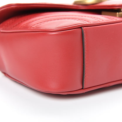 Gucci Calfskin Matelasse Mini GG Marmont Shoulder Bag Hibiscus Red 8 of 10