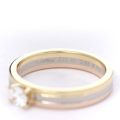 Cartier 18K Pink Yellow White Gold Diamond .25ct Solitaire Trinity Engagement Ring 51 5.75 5 of 7
