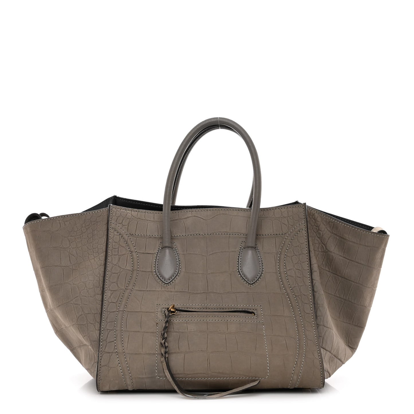 Crocodile Embossed Nubuck Medium Phantom Luggage Grey