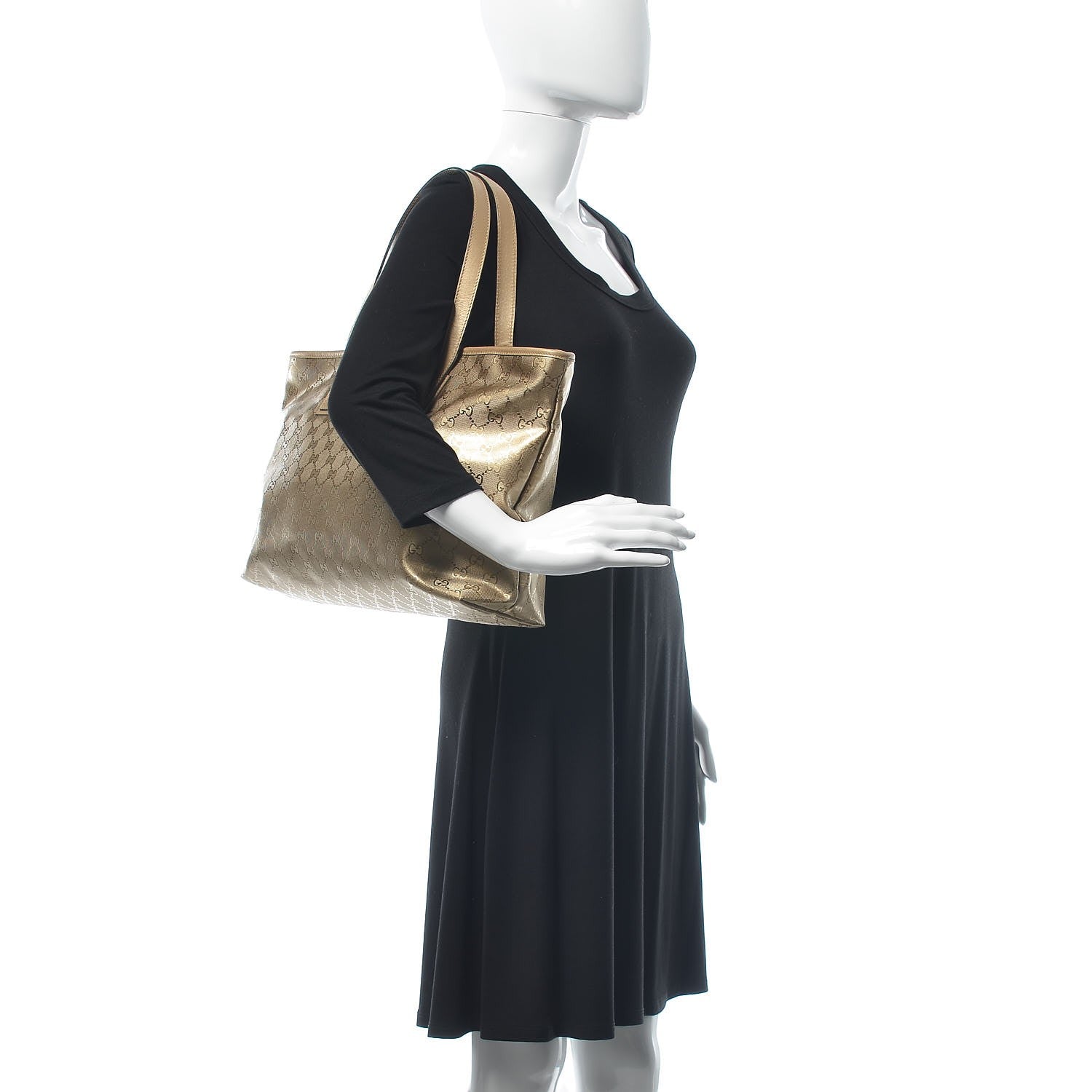 Gucci Imprime Monogram Medium Zippered Shopping Tote Champagne 2 of 9