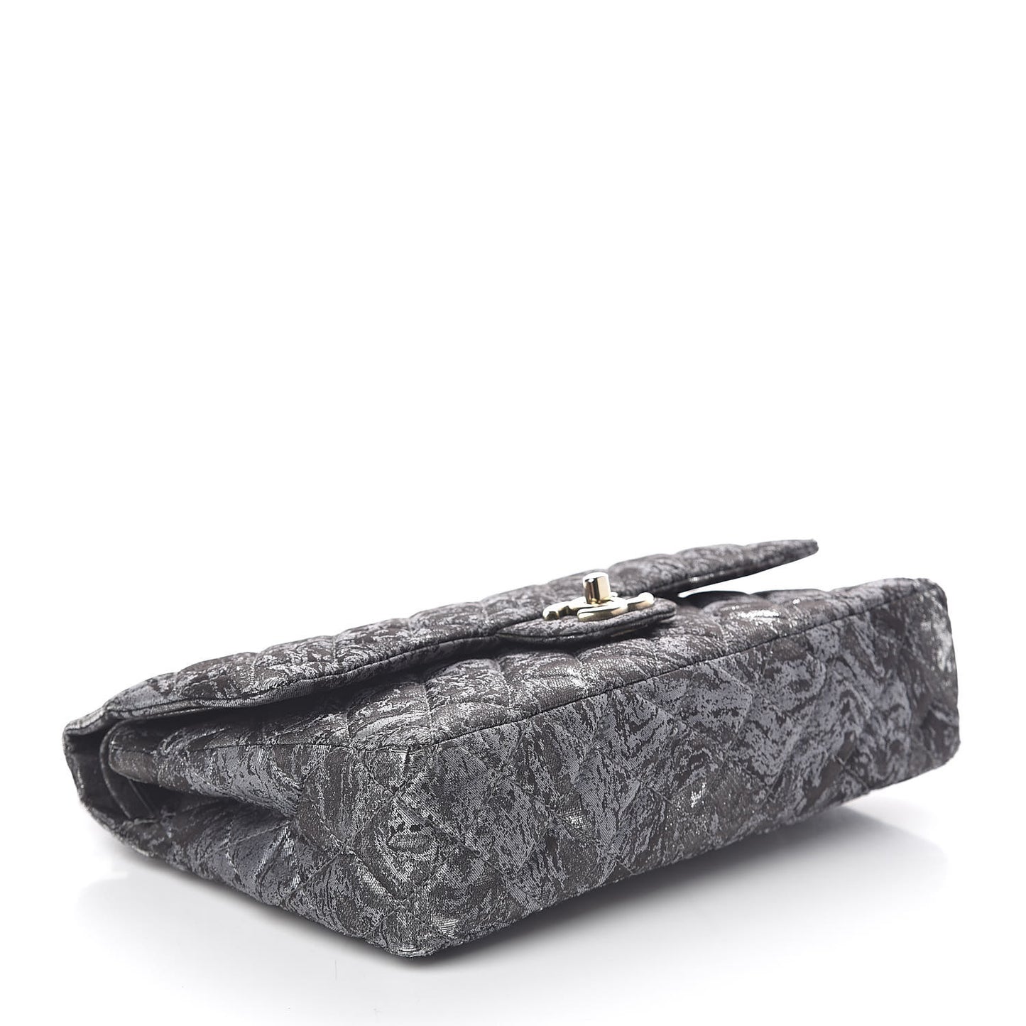 Metallic Brocade Quilted Medium Double Flap Dark Grey
