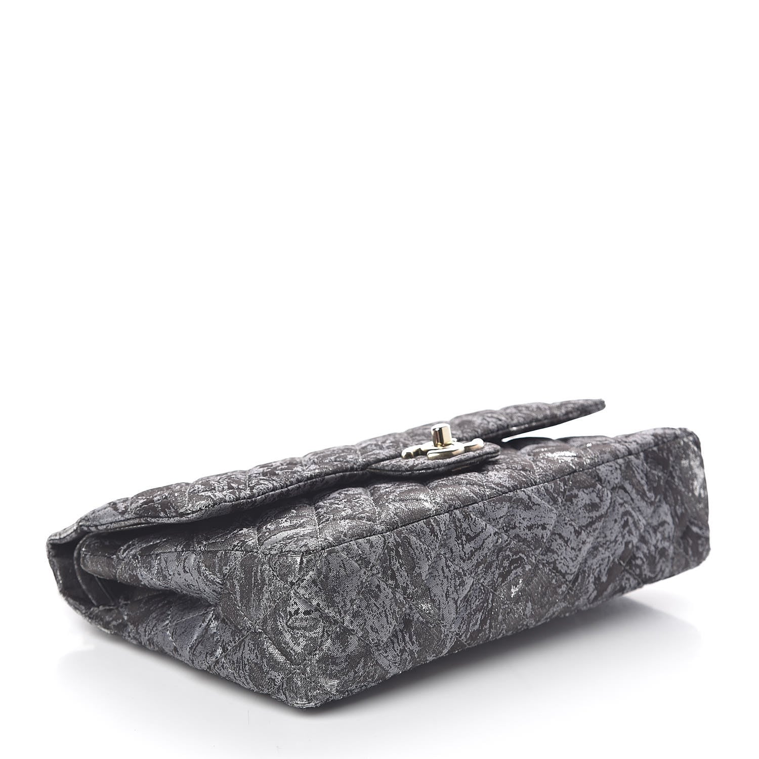Chanel Metallic Brocade Quilted Medium Double Flap Dark Grey 4 of 15