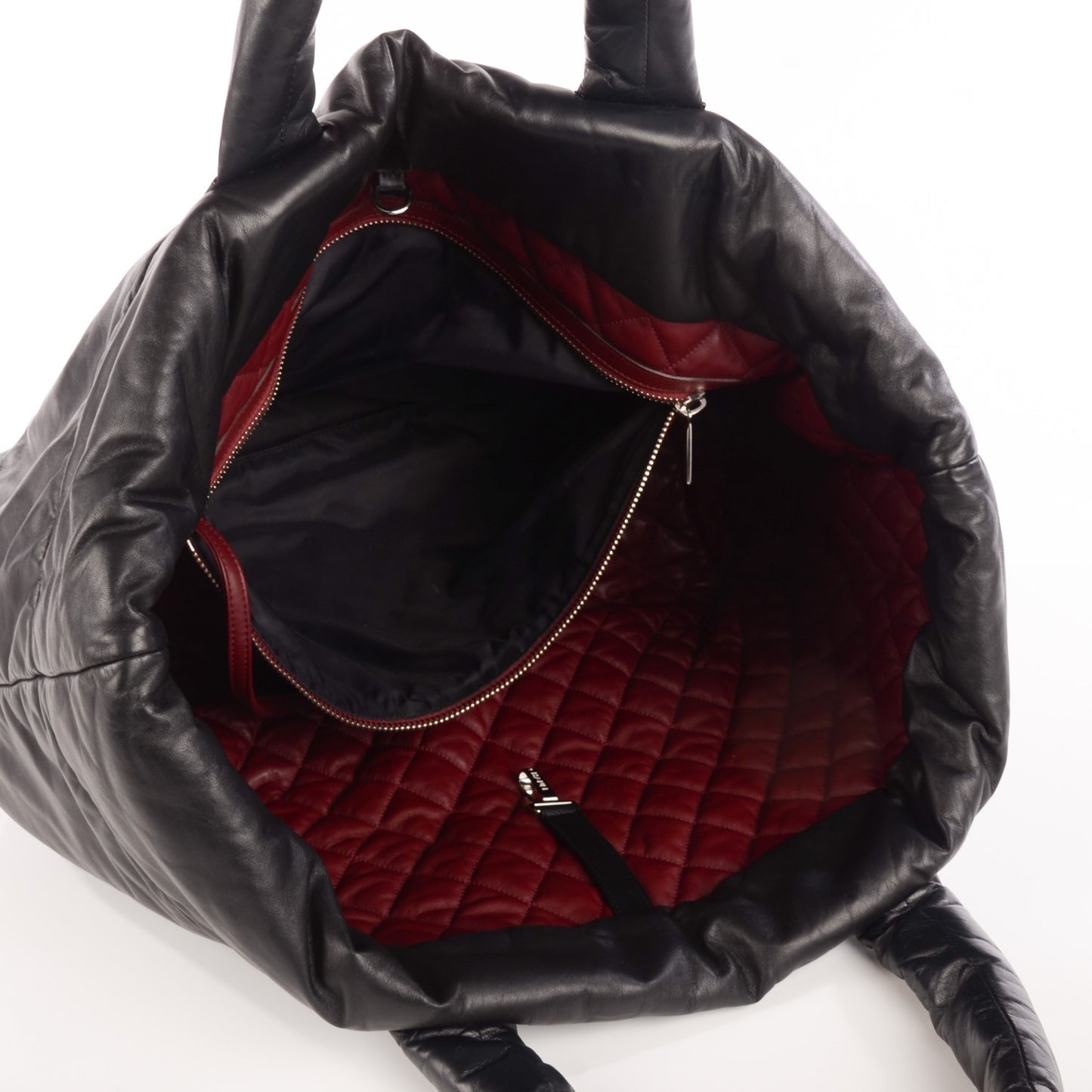 Lambskin Quilted Extra Large Coco Cocoon Reversible Tote Black