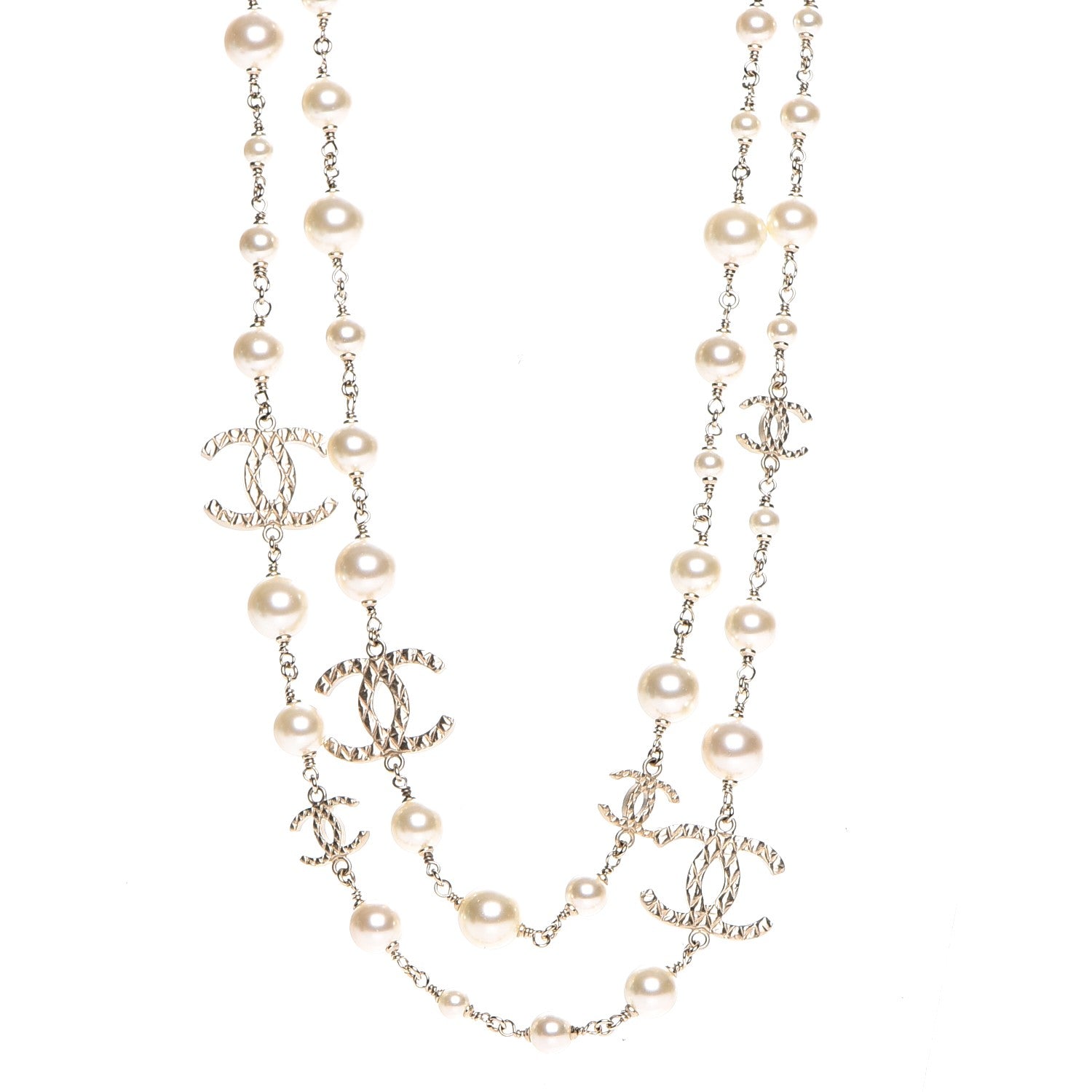 Chanel Pearl CC Long Necklace Light Gold 1 of 6